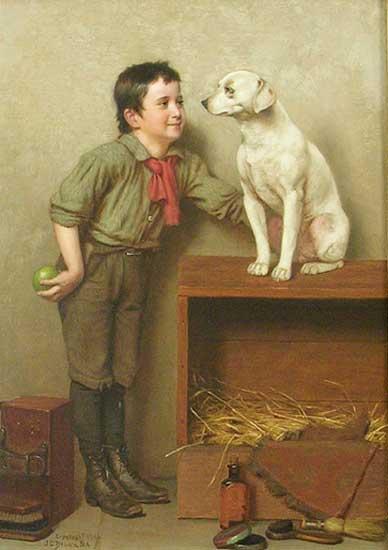 John George Brown His favorite pet Germany oil painting art